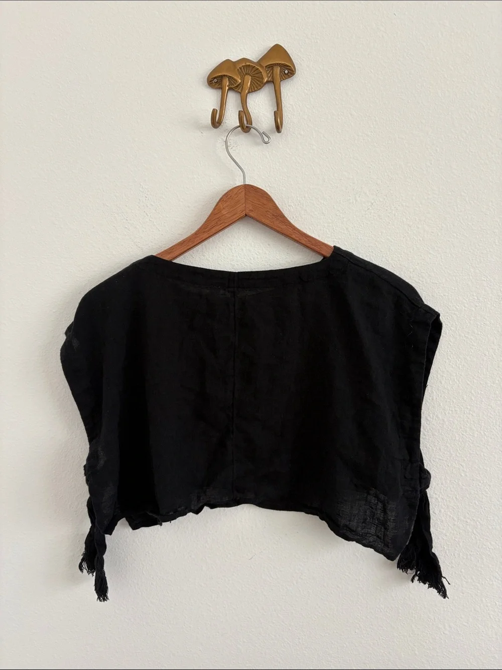 FREE PEOPLE CO-ORD BLACK SUNDOWN CROPPED OPEN SIDE TIE TOP XS